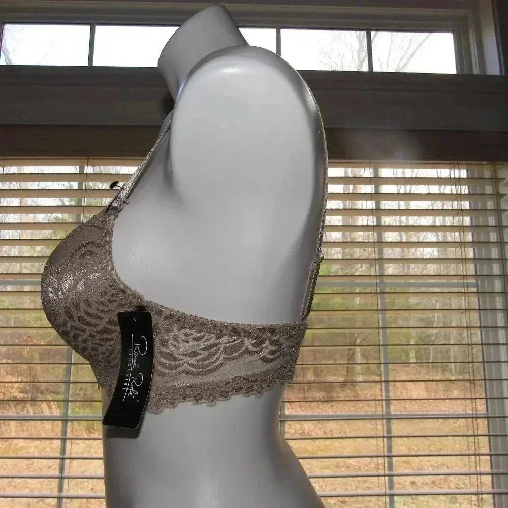 NWT Rene Rolfe Slight Push-Up Tan Lace Bra Sz 36B - Picture 3 of 7
